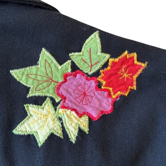Hearts of Palm Black Embroidered Jacket Tropical Floral Boho Button Up Cotton 14 - Picture 14 of 16